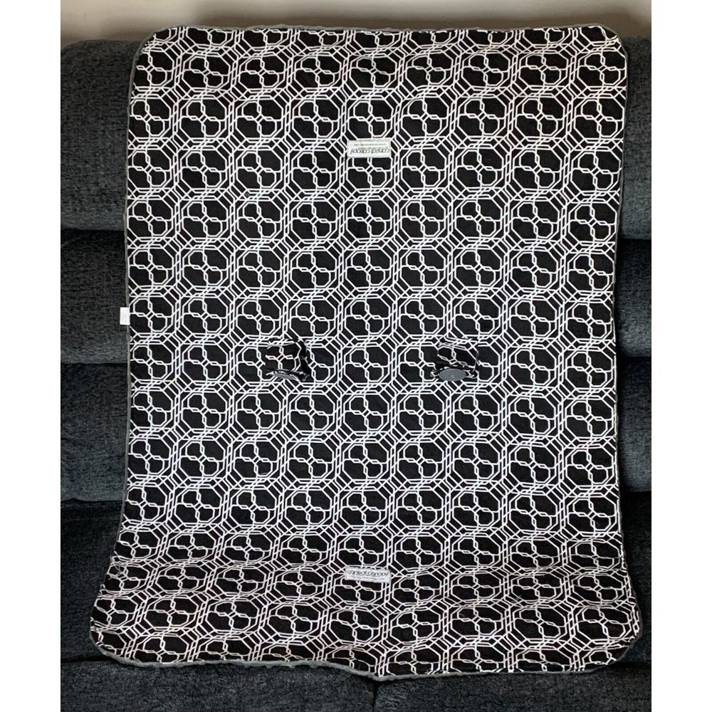 Canopy Car Seat Cover Black White Geometric Design Button Tabs Gray Raised Dots